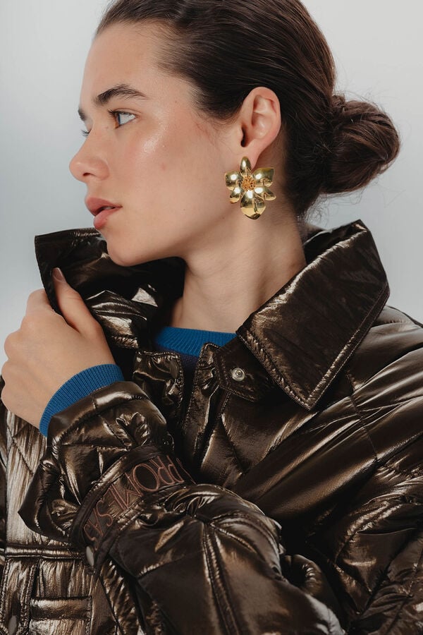 Dolores Promesas Jaqueta feminina acolchoada met&aacute;lica Valeria Cinzento