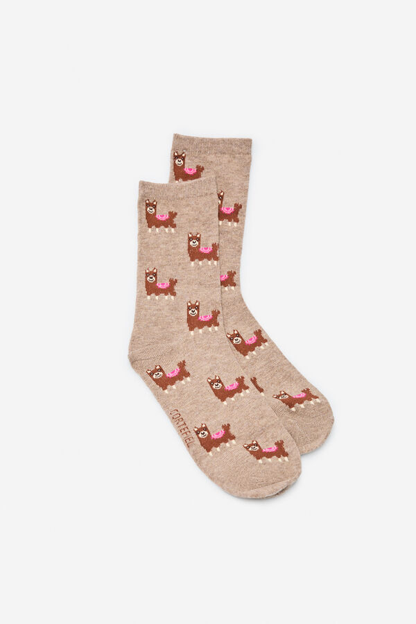 Cortefiel Meias longas de alpaca Castanho