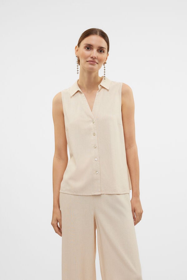 Vero Moda Top flu&iacute;do com gola em bico Cinzento