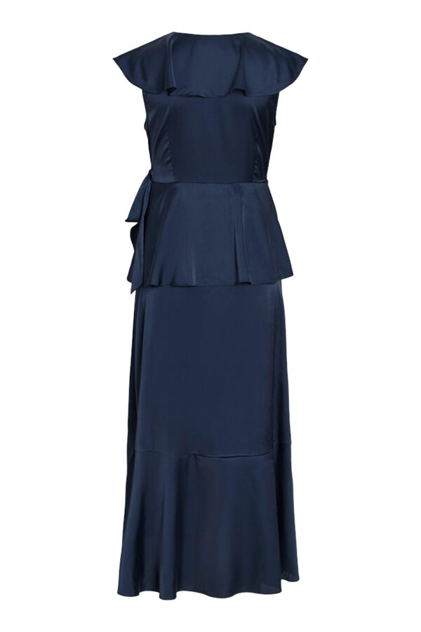 Vila Vestido satinado midi cruzado Azul marino