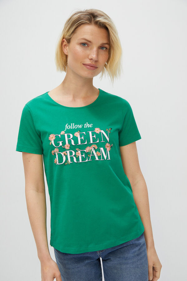 Cortefiel Camiseta estampado floral Estampado verde
