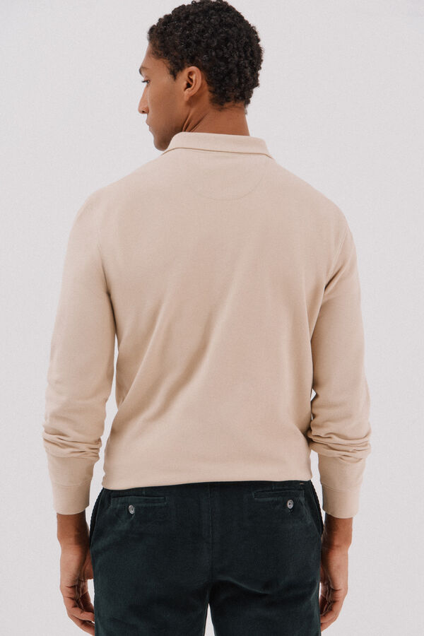 Cortefiel Polo básico manga larga Beige