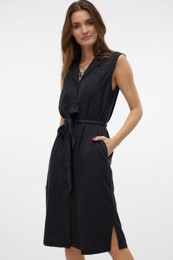 Vero Moda Vestido midi camisero Negro