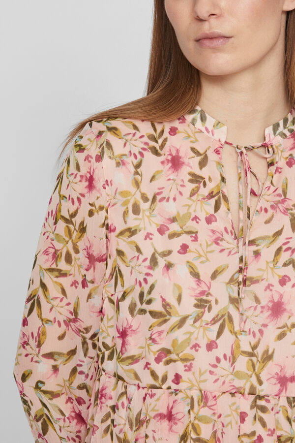 Vila Vestido curto estampado de manga comprida Subiu