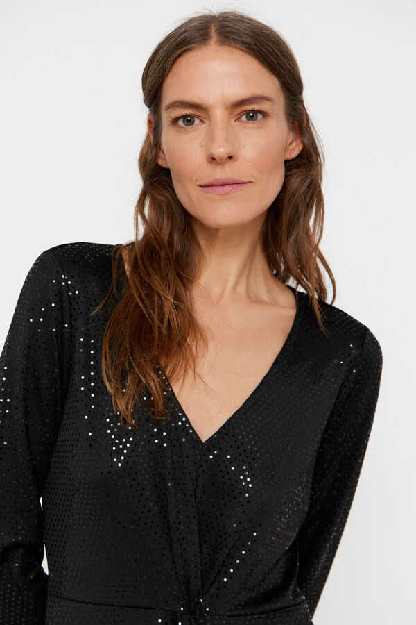 Cortefiel Vestido punto lentejuelas Negro