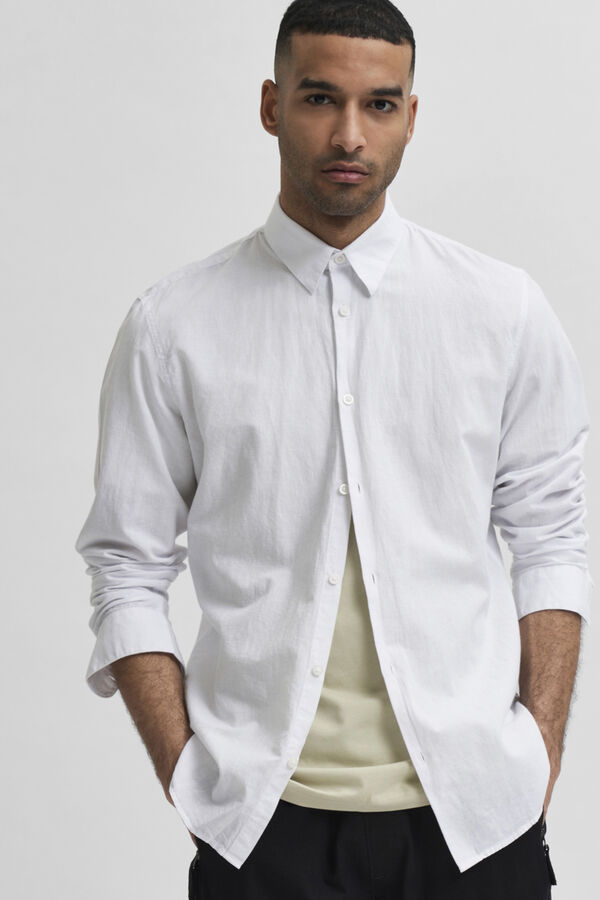 Cortefiel Camisa slim fit de algodón orgánico Blanco