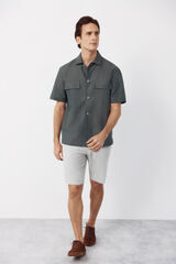 Cortefiel Bermuda oxford tecido Cinzento