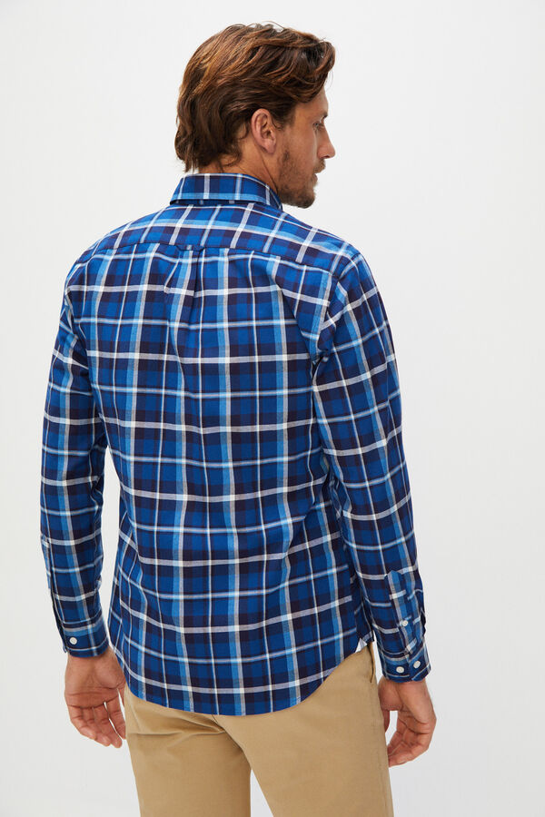Cortefiel Camisa xadrez algodão orgânico Oxford Azul