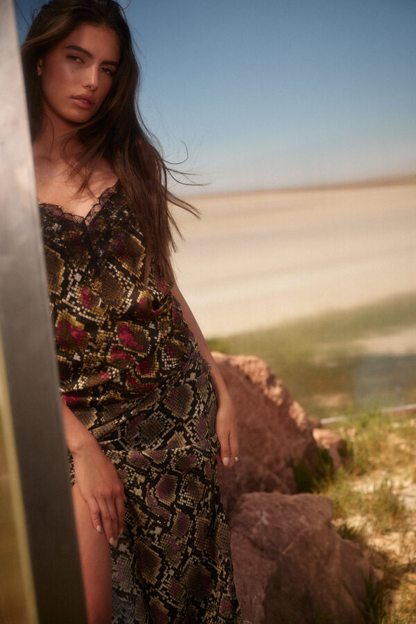 Slowlove Top lencero estampado serpiente Estampado granate