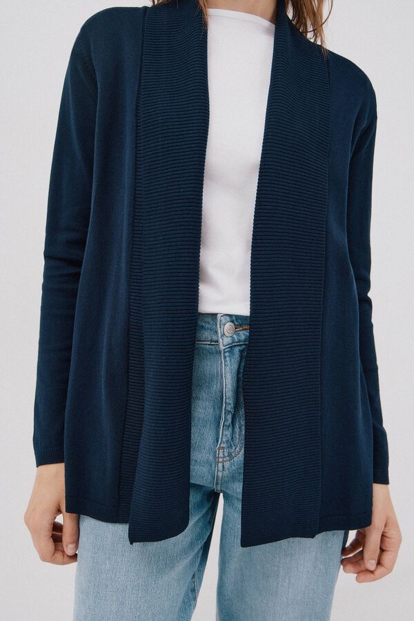 Cortefiel Chaqueta cuello chal Azul marino