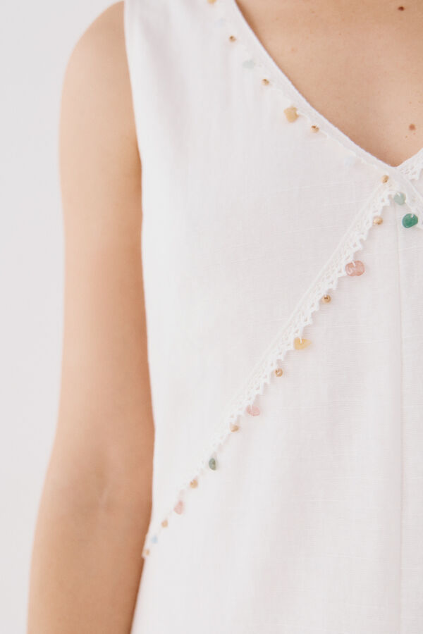 Cortefiel Vestido pedrer&iacute;a Blanco