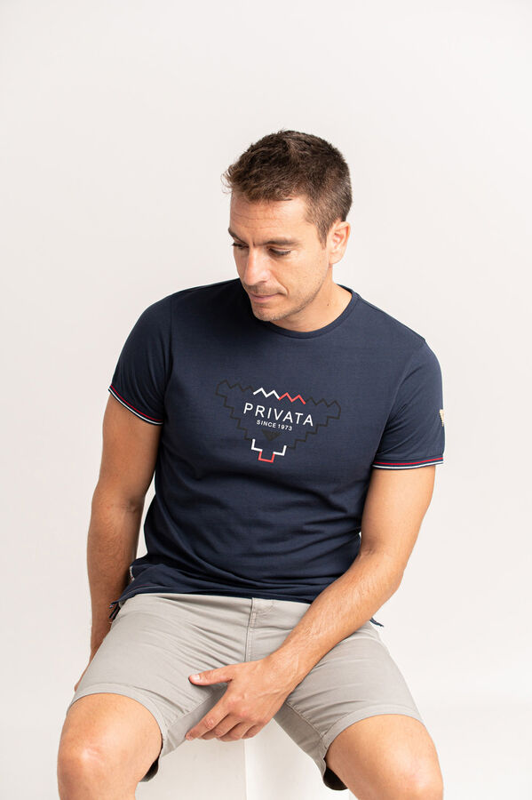 Privata T-shirt de manga curta 100% algod&atilde;o Azul