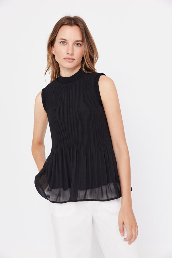 Cortefiel Blusa plisada Negro