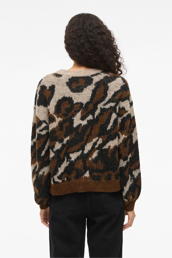 Vila Jersey de punto jacquard con lana Marr&oacute;n