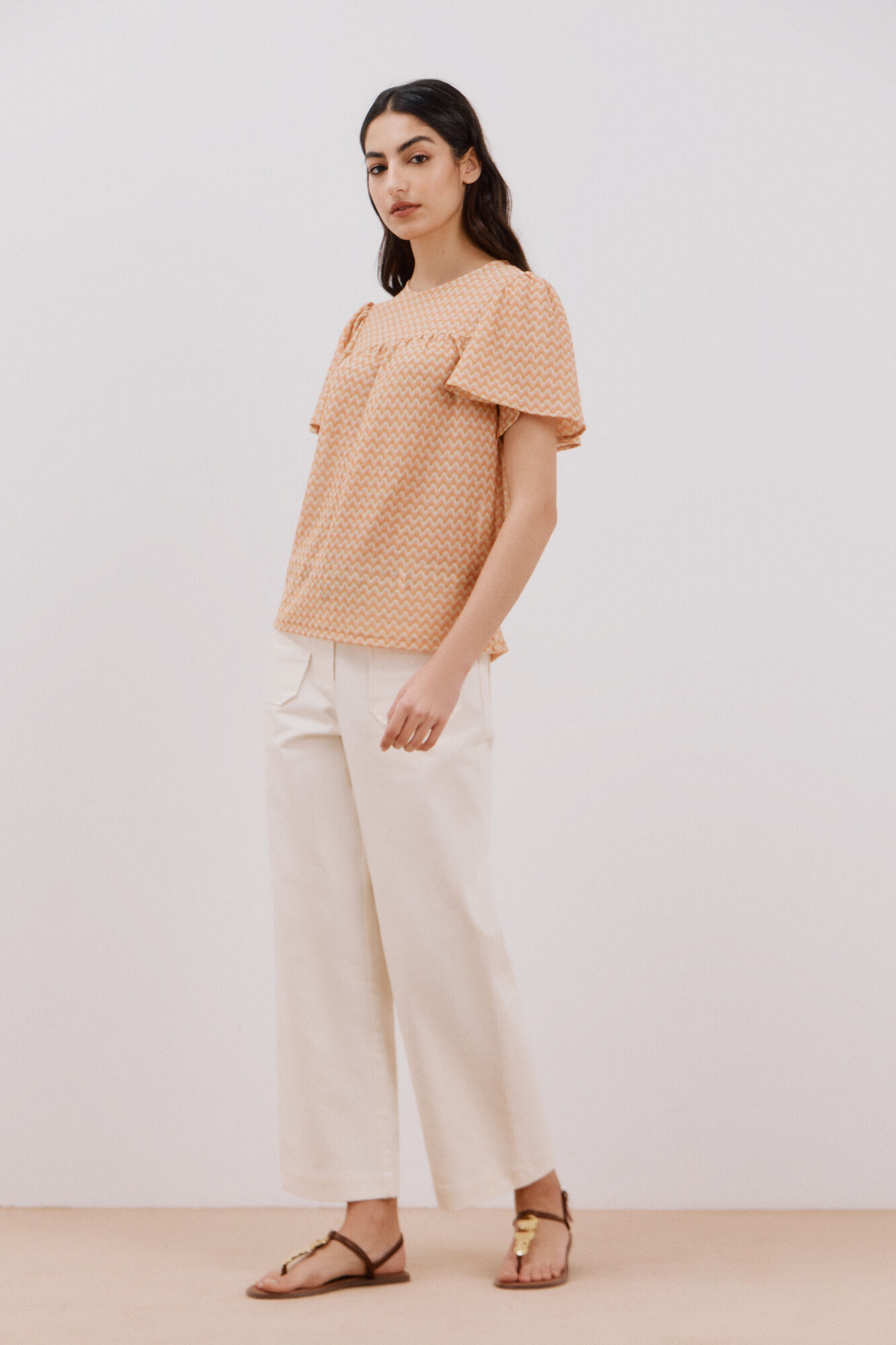 Cortefiel Camiseta fluida estruturada em zigue-zague