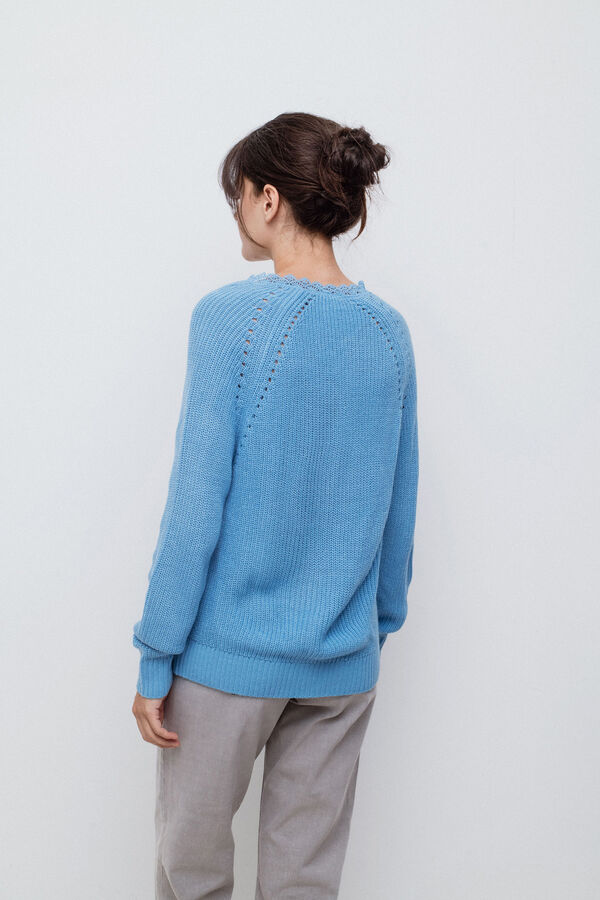 Vila Jersey de punto con encaje Turquesa