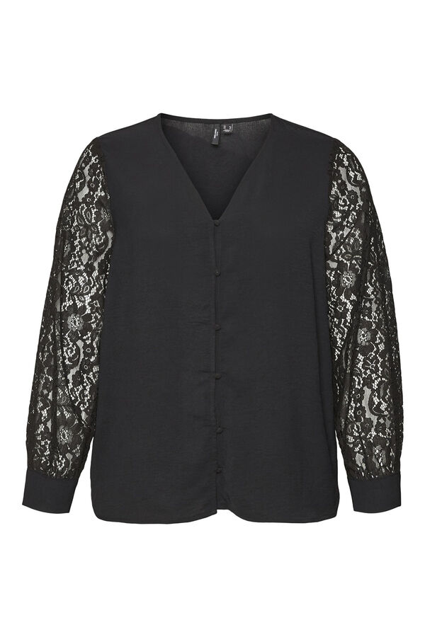 Vero Moda Curve Camisa fluida com renda plus size Preto