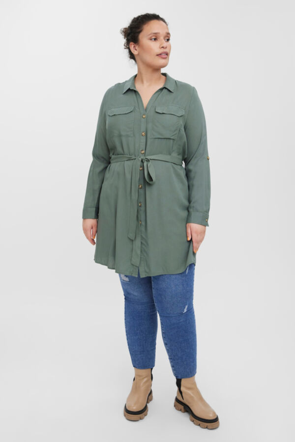 Vero Moda Curve Vestido curto camiseiro cintura subida Verde