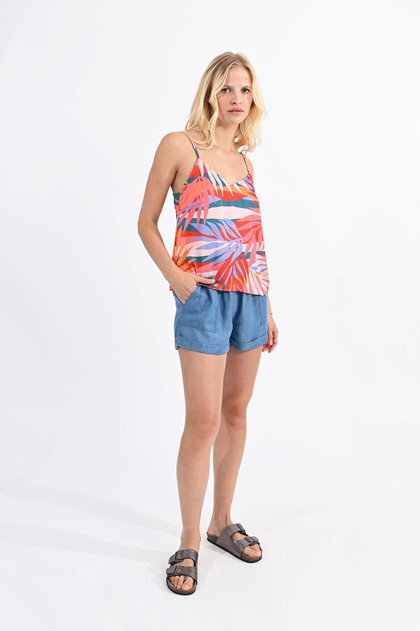 Molly Bracken Top de mulher de alças com estampado Multicolorido