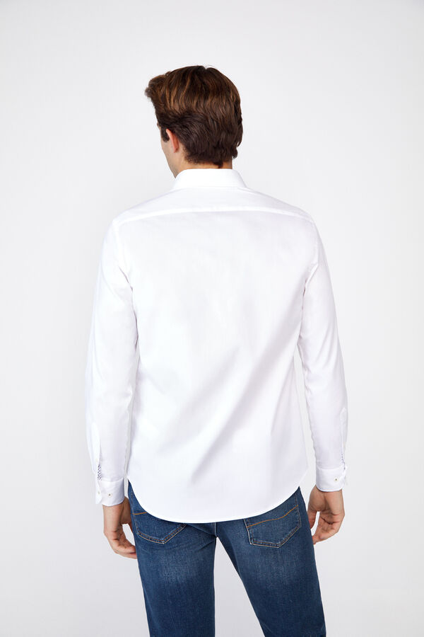 Cortefiel Camisa lisa fácil plancha algodón extra suave Blanco