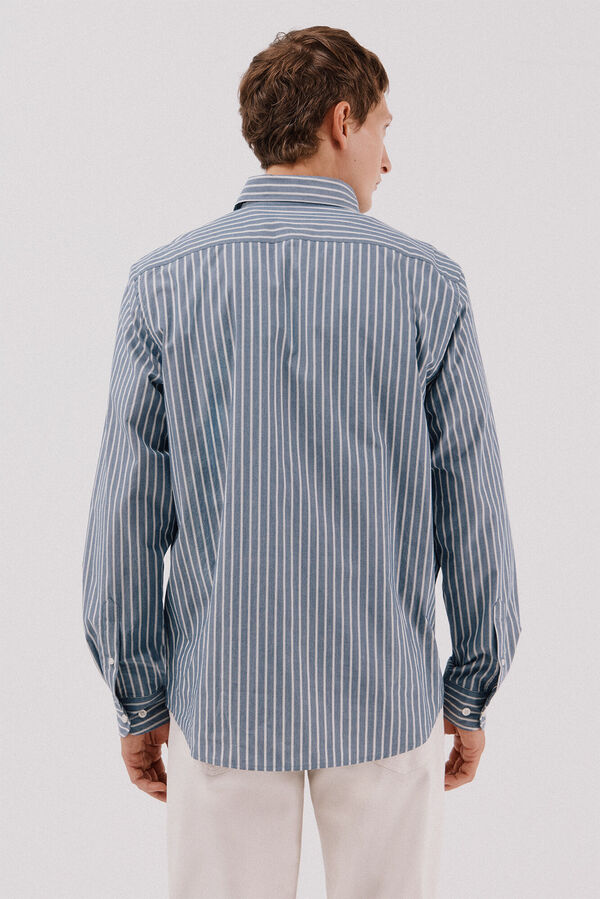 Cortefiel Camisa rayas popel&iacute;n Azul marino