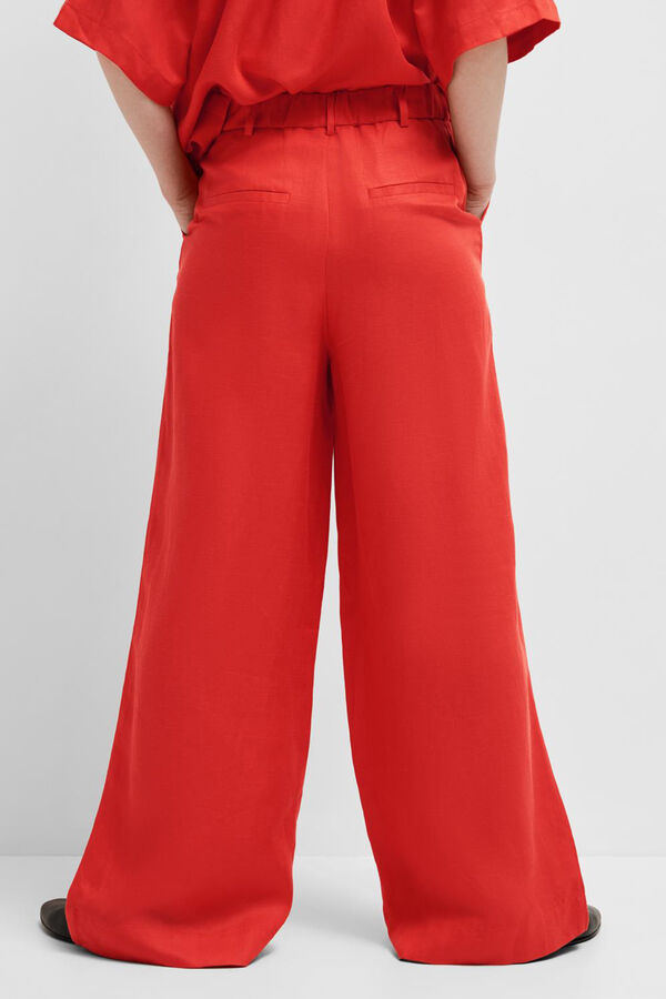 Selected Femme Cal&ccedil;as largas de linho.  Vermelho