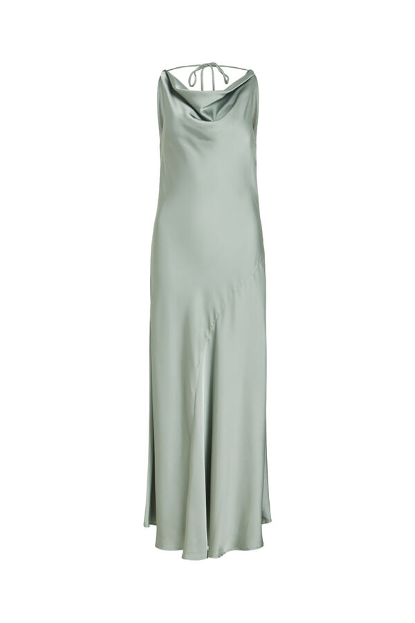 Vila Vestido largo satinado de fiesta Kaki