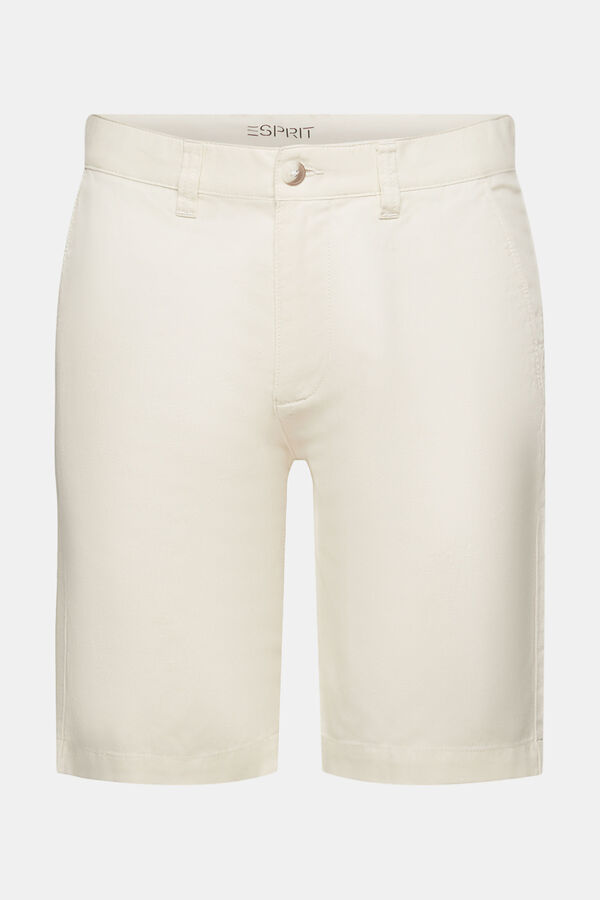 Esprit Bermuda lisa regular fit con lino Marfil