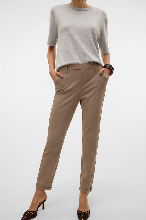 Vero Moda Cal&ccedil;as compridas de vestir Castanho