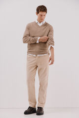 Cortefiel Jersey lana lambswool cuello pico Camel