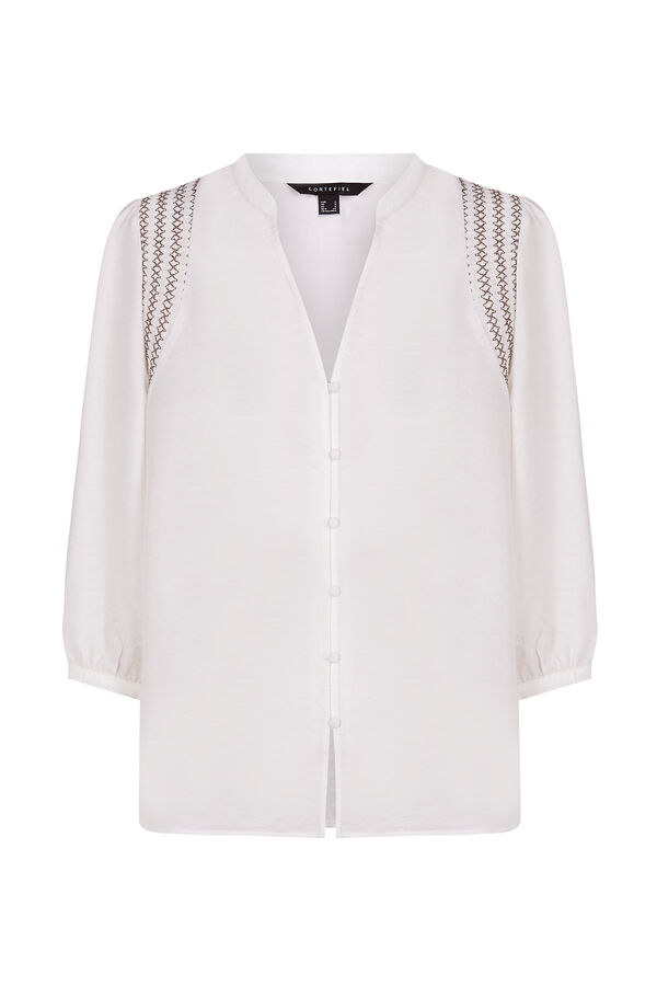 Cortefiel Blusa nido de abeja Blanco