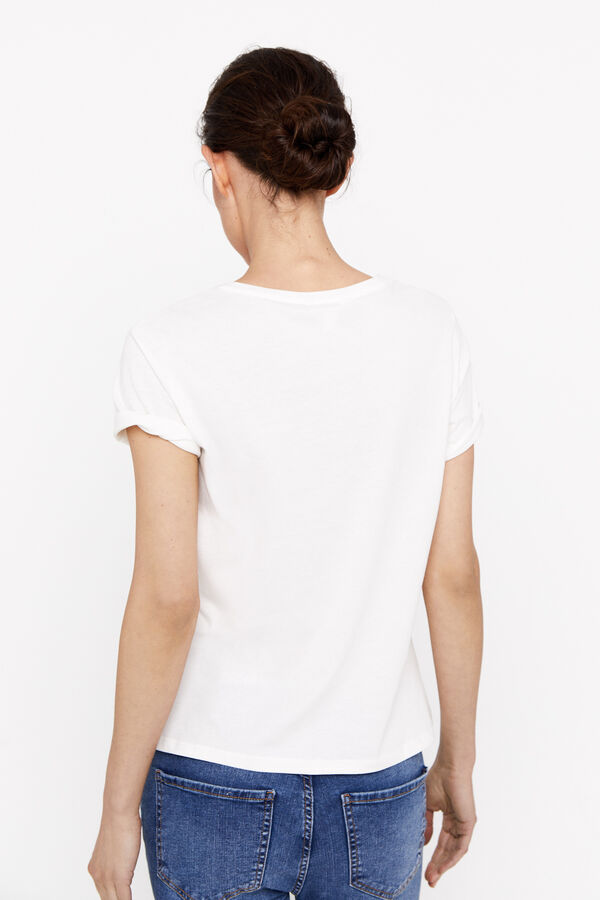 Cortefiel Camiseta estampada abalorios Estampado blanco