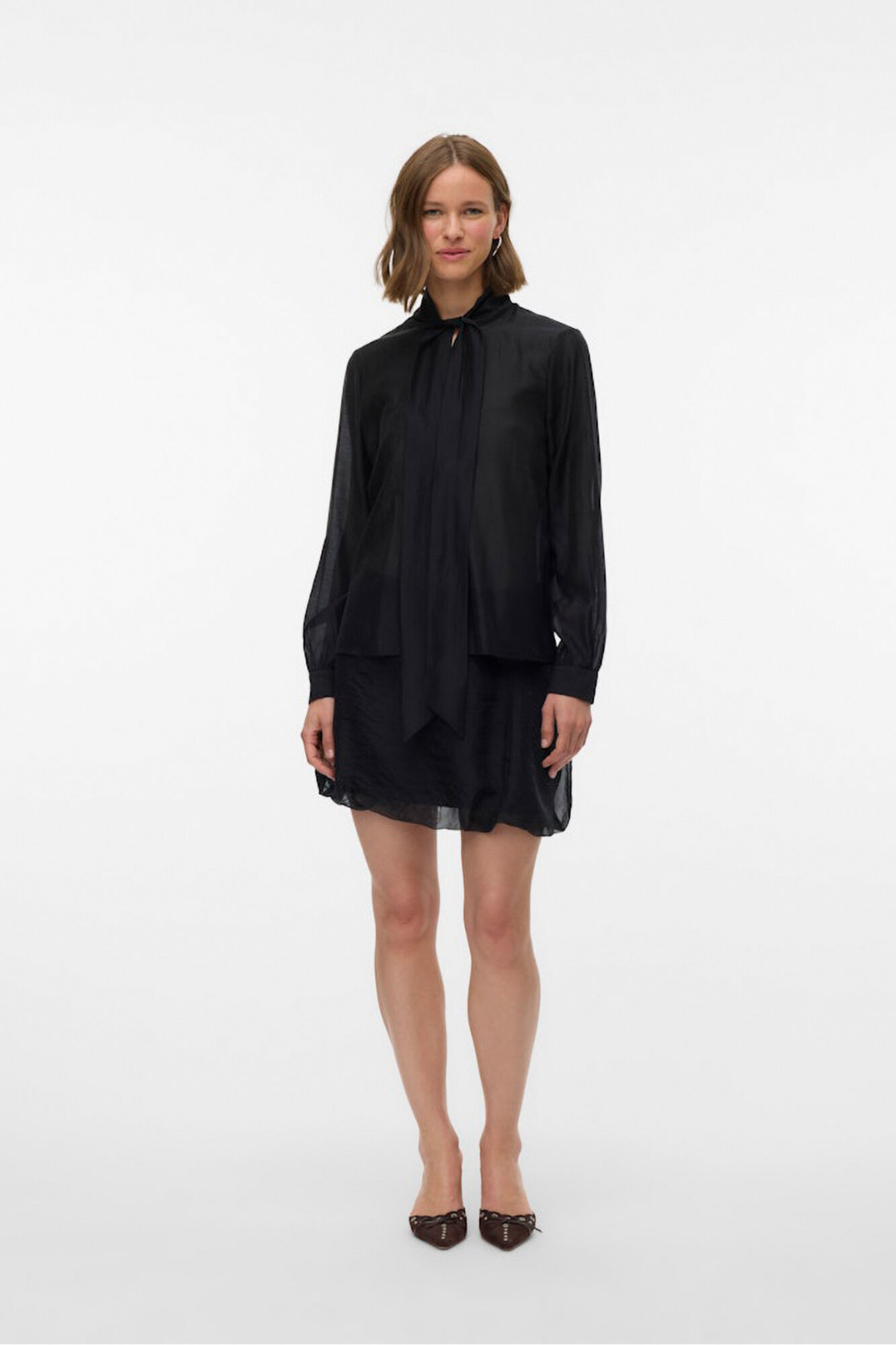 Vero Moda Blusa mujer de manga larga con lazo en el cuello