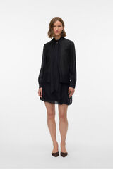 Vero Moda Blusa mujer de manga larga con lazo en el cuello Negro