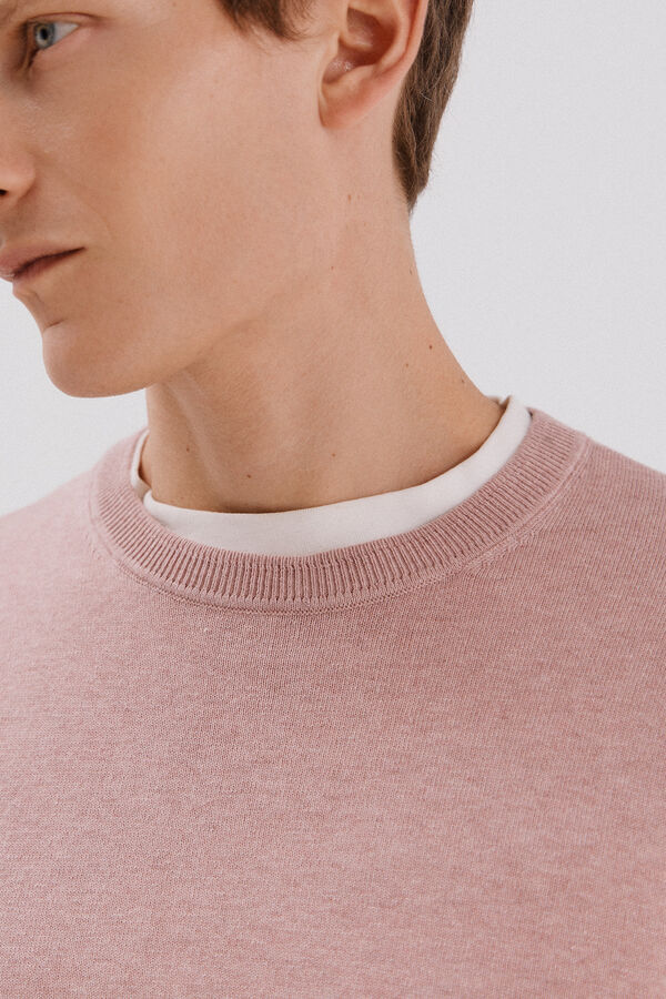 Cortefiel Jersey algod&oacute;n cashmere cuello caja Rosa