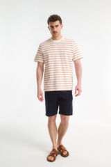 Selected Camiseta estilo camisola riscas de manga curta Vermelho