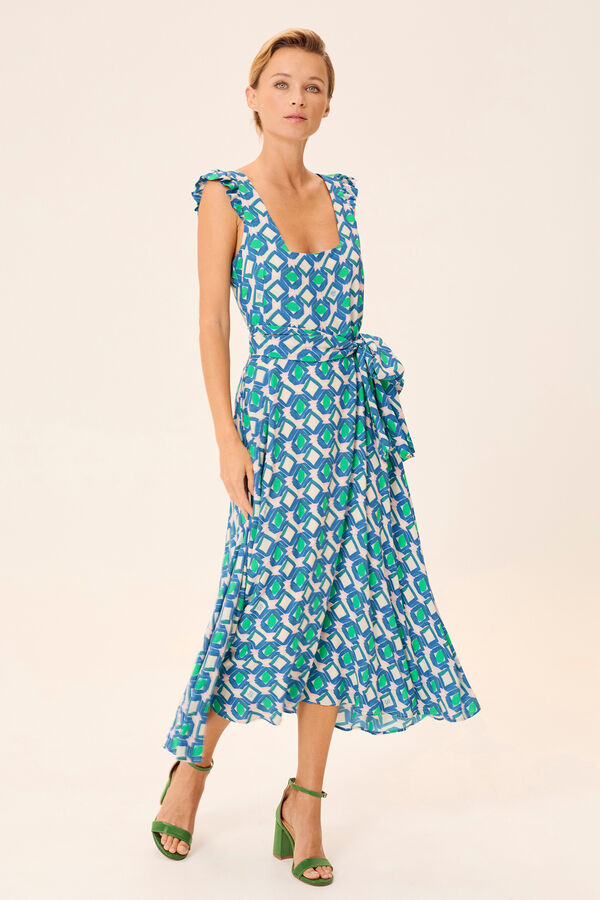 Dolores Promesas Vestido Midi Azul Eda Azul