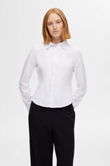 Selected Femme Camisa de manga larga Slim Fit confeccionada con algod&oacute;n org&aacute;nico. Blanco