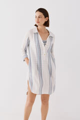 Cortefiel Gola camiseira t&uacute;nica caftan Azul