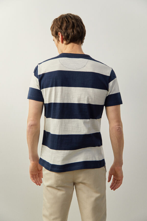Cortefiel Camiseta de rayas anchas Azul oscuro