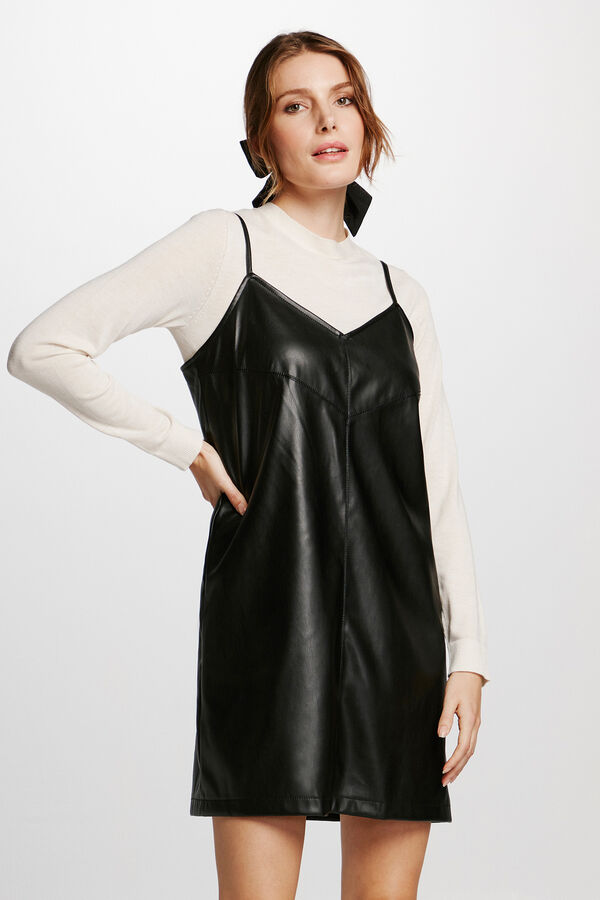 Vila Vestido corto efecto piel Negro