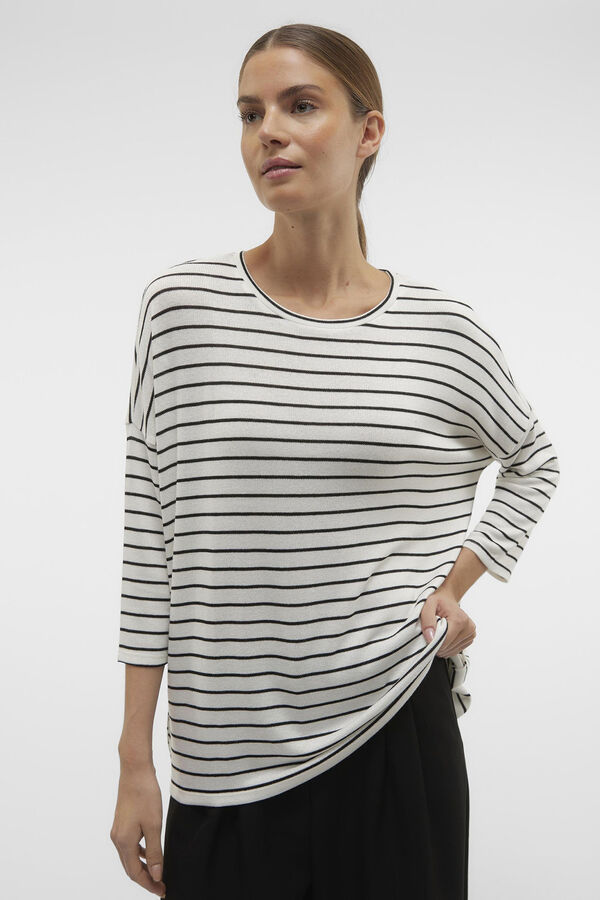 Vero Moda Jersey de punto manga 3/4 Blanco