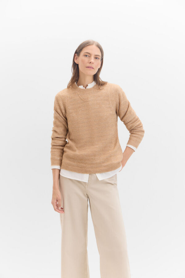 Cortefiel Su&eacute;ter com detalhe de cava Castanho