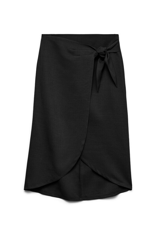 Vero Moda Saia midi com detalhe de la&ccedil;ada Preto