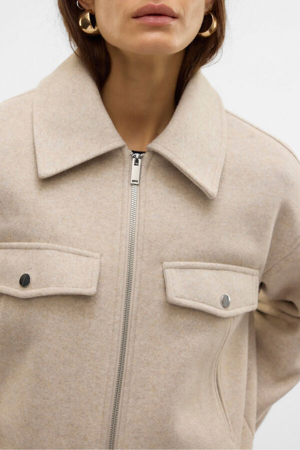 Vero Moda Chaqueta fieltro manga larga Beige