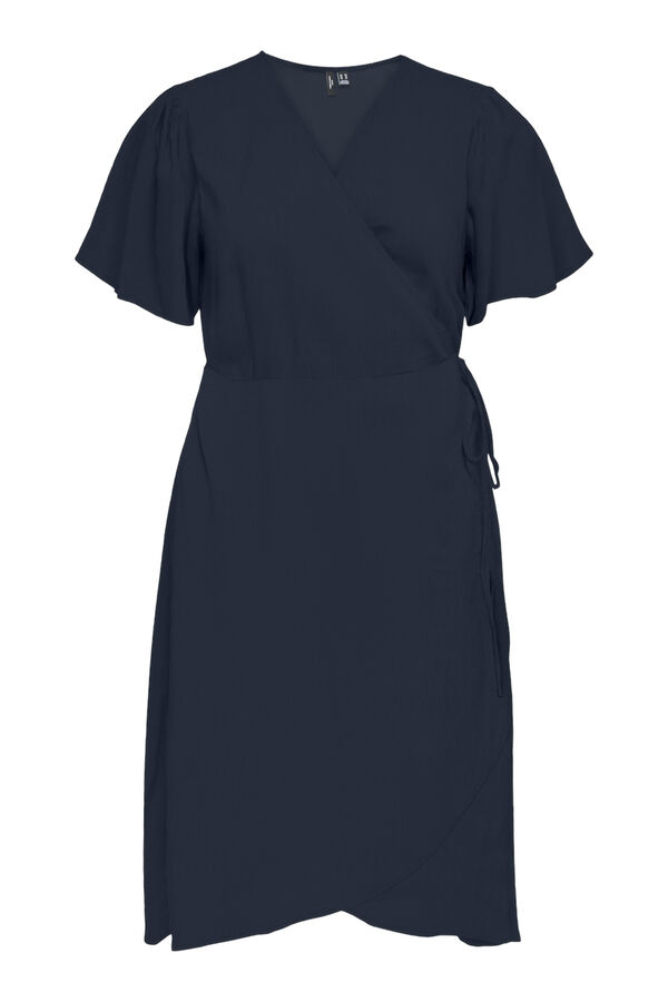 Vero Moda Curve Vestido corto cruzado talla grande Azul marino