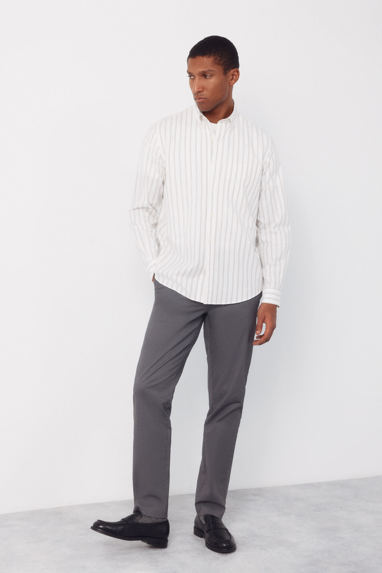 Cortefiel Camisa de riscas em oxford flam&ecirc;