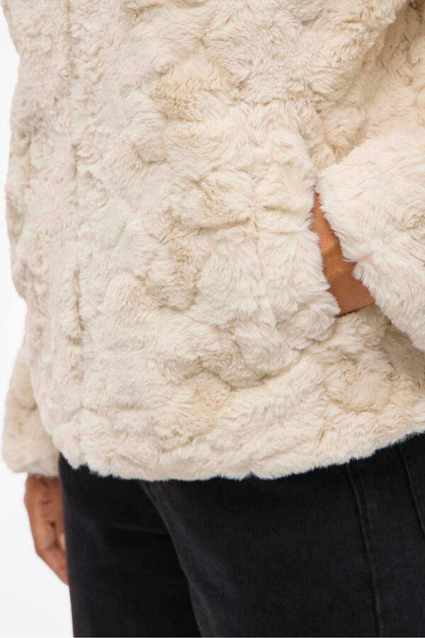 Vila Casaco de pele sobretudo com fecho-&eacute;clair Tostado