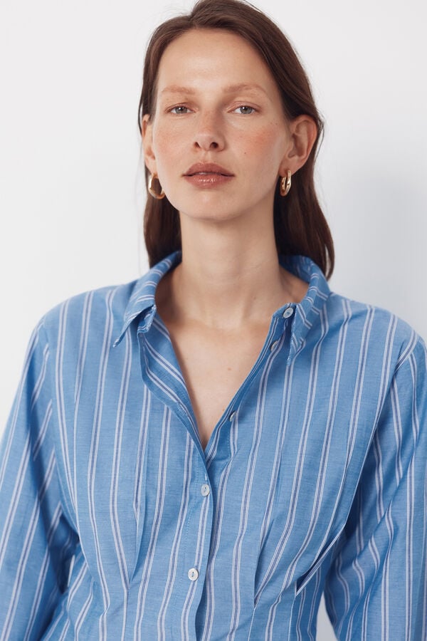 Cortefiel Vestido camisero rayas Estampado azul