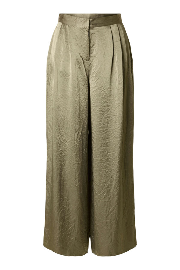 Selected Femme Pantalón satinado wide Leg con pinza Gris